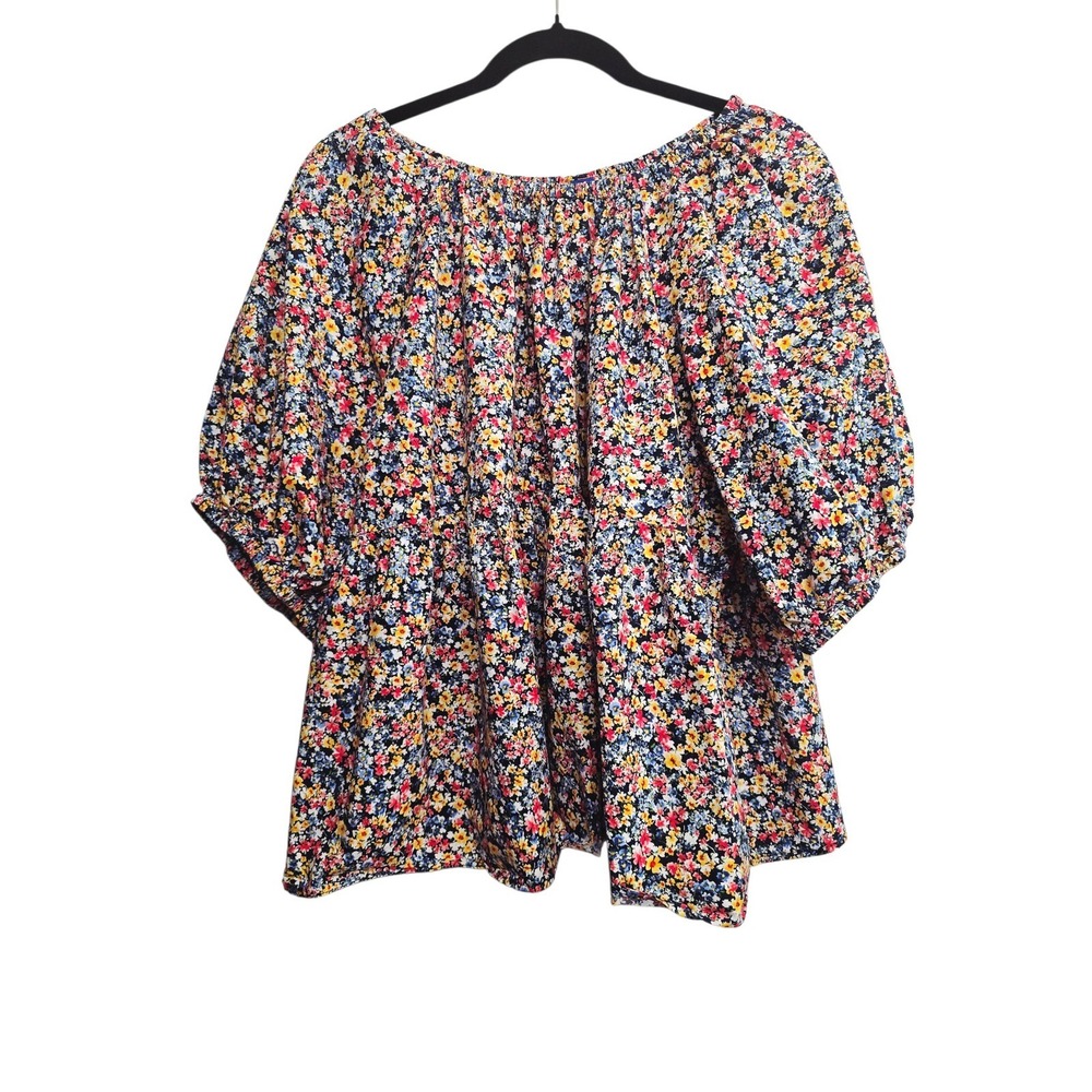 Old Navy Floral Peasant Blouse XXL Cottagecore Boho Puff Sleeve‎ Flowy Romantic